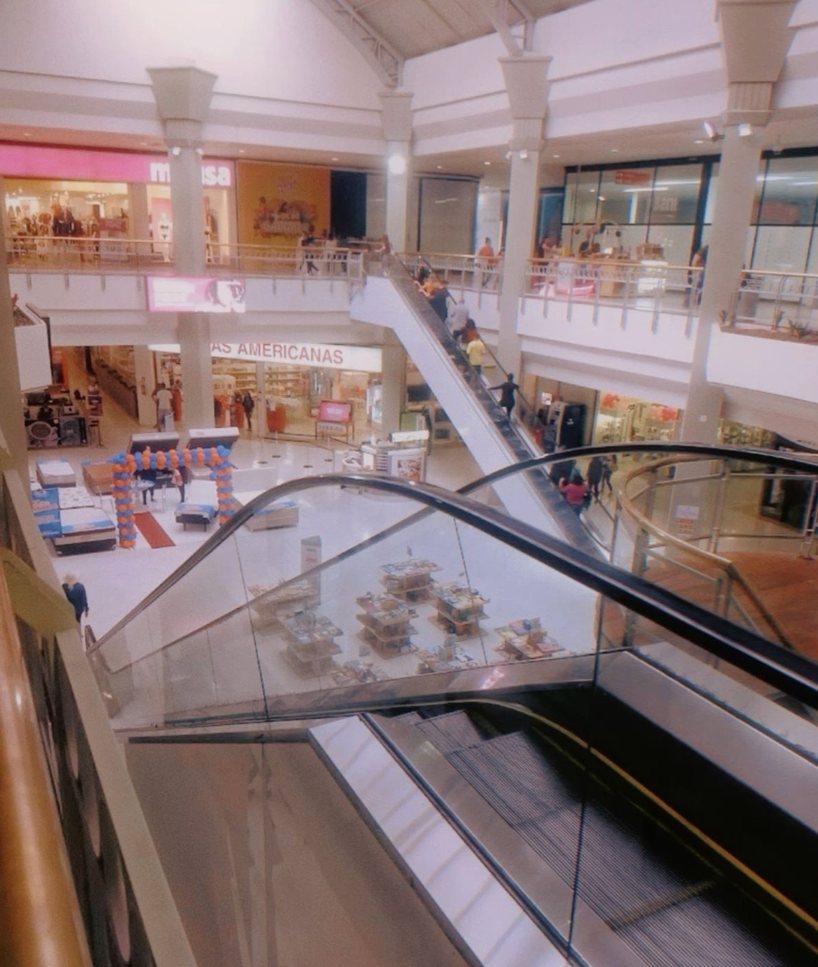 A quiet shopping mall interior